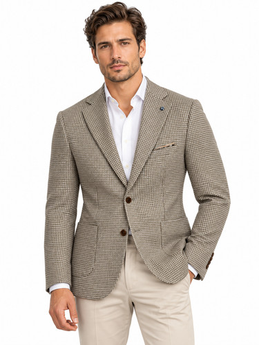 Beige hahnentritt leinen - hahnentritt,