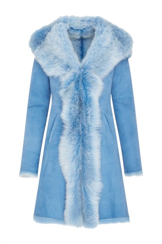 Damen blau schafsfell - blau,